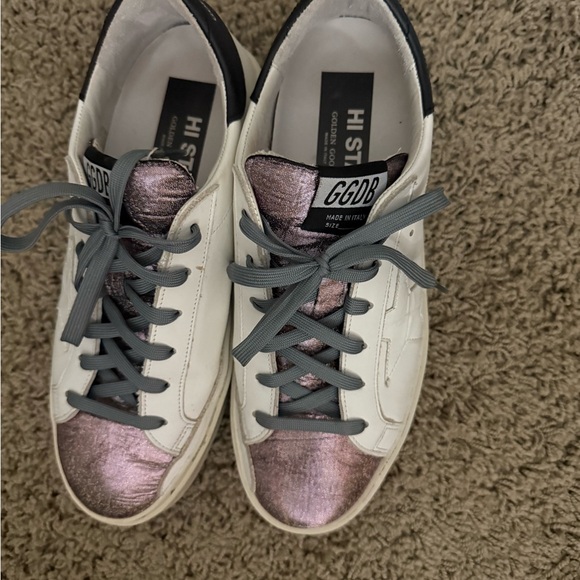 Golden Goose White and Metallic Pink Sneakers - Picture 3 of 3